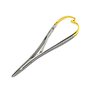 Instrumentos quirúrgicos de ortodoncia de calidad superior Dental Mathieu soporte de aguja TC 14cm chapado en oro certificado CE potencia Manual - Product Image 1