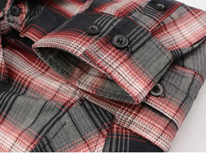 Chemise à carreaux à manches longues pour homme, coupe classique, décontractée, motif tissé, rouge, noir, gris - Product Image 6