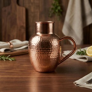 Carafe en cuivre pour l'eau potable, ensemble de carafes en cuivre ayurvédiques, pichet à eau en cuivre pour la santé, carafe à eau en cuivre traditionnelle, carafe à eau en cuivre indienne - Product Image 5