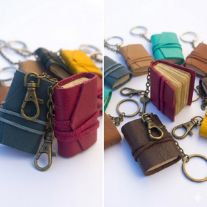 Handmade Softcover <b>Mini</b> Leather <b>Book</b> Keychain Tiny Journal Blank Pages Customised Colourful Pocket Notebook New Year Christmas - Product Image 6