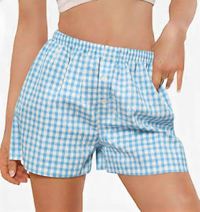 Shorts décontractés respirants pour femme en coton uni brodé et délavé, coupe régulière, taille élastique, motif tendance – Collection été - Product Image 1