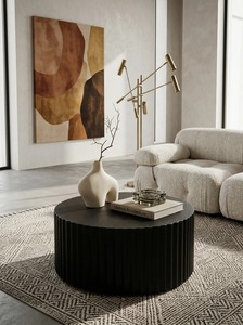 Mesa de Centro Redonda de Diseño Moderno con Tapa de Vidrio Templado y Estructura Metálica, Mueble Decorativo Contemporáneo para Sala de Estar - Product Image 4