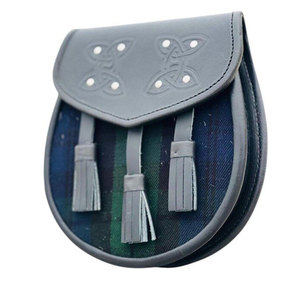 Accessoire écossais haut de gamme : Sporran en cuir noir et tartan, fait main, pour kilt traditionnel, OEM/ODM - Product Image 2