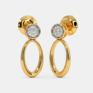 Pendientes de aro de oro amarillo de lujo con diamante de corte brillante redondo para mujer, para uso diario. - Product Image 1