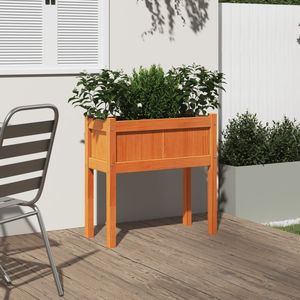 Jardinera de Madera de Pino Macizo Color Cera Marrón, 27.6 x 12.2 x 27.6 Pulgadas, Macetas y Jardineras - Product Image 3