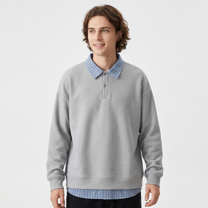 Sweat-shirt à col rond pour homme, gris clair, 100% coton, coupe classique, tricoté, respirant, en molleton, pour l'hiver - Product Image 6