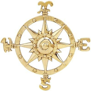 Rose de boussole en laiton, plaque murale nautique, décoration murale maritime vintage, décoration de boussole de roue de bateau côtier antique - Product Image 1