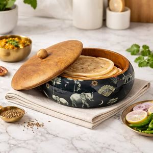 Premium Rustic Wooden Chapati Hotpot <b>Box</b> Roti Storage <b>Container</b> Handmade Eco Friendly Kitchen Serving Food Warmer <b>Box</b> - Product Image 1