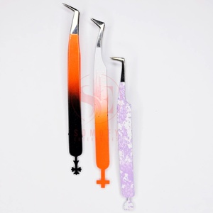 New Collection Professional Christmas Orange Black Lash Tweezers Custom Logo Non-Fiber Tip Durable High Quality Customized - Product Image 4