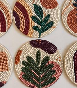 Zodiac <b>Seed</b> Beaded Glass Eco-Friendly Handmade Contemporary Customizable Coaster Set for Dining Coffee Tables Embroidery <b>Mats</b> - Product Image 5