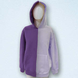 Sweat-shirt à capuche bicolore pour homme, rouge et blanc, en polaire, décontracté, pour l'automne, avec poche avant imprimée, coupe classique - Product Image 4