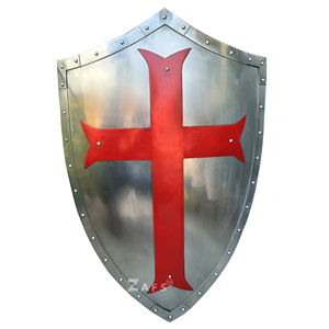 Escudo Templario Medieval con Diseño de Cruz, Hecho a Mano, para Reenactment, Ferias, Cosplay, Eventos Históricos, Decoración de Guerrero - Product Image 1