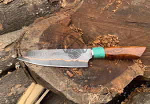 NEW FRIEND INDUSTRIES Cuchillo de Cocina de Cobre Damasco Hecho a Mano de Alta Calidad, con Mango Turquesa, Hoja de 8 Pulgadas y 3mm de Grosor, Última Tendencia - Product Image 3