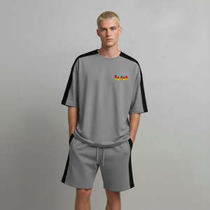 Conjunto de Verano para Hombre, Estilo Urbano, Personalizado con Logotipo Impreso Digitalmente en Poliéster/Algodón, Corte Holgado, Hombros Caídos, Transpirable, 360g, OEM/ODM - Product Image 1