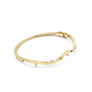 Yellow Gold Lab Grown Diamond Wave <b>Bangle</b> <b>Bracelet</b> for Women Luxury Fine Jewelry Elegant Designer <b>Bracelet</b> - Product Image 3