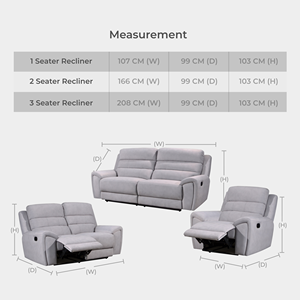 Canapé sectionnel inclinable Goodnite ML3744 1-2-3 places - Revêtement en tissu, accoudoirs rembourrés, design minimaliste, durable - Product Image 5