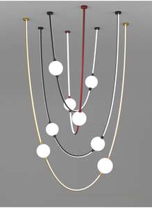 Lumind Lustre en verre cristal à pampilles, LED dimmable, pour restaurant, salon, bande lumineuse décorative - Product Image 5