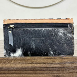 2025 élégant bohème noir et blanc à carreaux Style usiné à la main en cuir de vachette femmes Unique véritable peau de vache pochette et sacs à main - Product Image 5