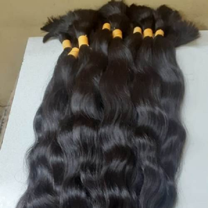 Extensions de cheveux humains indiens bruts non traités, naturels, ondulés, raides, bouclés, en vrac, pour tissage, vente en gros - Product Image 4