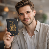 Portefeuille de voyage en cuir PU Wriza pour passeport canadien, avec blocage RFID, porte-cartes d'identité, pour la promotion touristique et les cadeaux d'affaires, noir