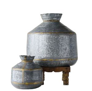 Florero galvanizado, Juego de 2 uds para el hogar, Hotel, jardín, maceta, maceta decorativa, elegante, Metal, hierro, floreros y macetas - Product Image 1