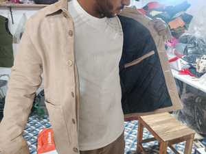 Professional <b>Men's</b> Beige Canvas Casual <b>Vests</b> Collarless Pullover Plus Size Summer Outer Wear 100% <b>Leather</b> Solid Color Front - Product Image 2