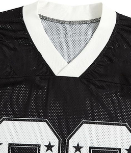 Maillot de football en mesh noir numéro 99 étoiles blanches col en V manches courtes homme coton biologique écologique séchage rapide chez Nurak 2026 - Product Image 3