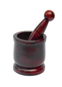 Ensemble mortier et pilon en bois finition bronze antique, étanche, durable, compatible lave-vaisselle et four, qualité alimentaire, réglable pour épices et herbes - Product Image 2