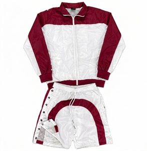 Ensemble de survêtement rose uni pour homme, col montant avec cordon de serrage, style sportif, respirant, extensible dans les quatre sens, polaire polyester/coton, 2 pièces - Product Image 3