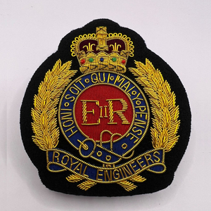 Custom Handmade Embroidered Bullion Wire Beaded Decoration Cap Badge Patch <b>Sew</b>-On Fabric Type Made In Pakistan Badges - Product Image 4