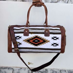 กระเป๋าเดินทางหนังแท้สไตล์วินเทจคุณภาพสูง ลายแอซเท็ก  แบบตะวันตก  ขนาดใหญ่ ใช้งานได้หลากหลาย - Product Image 1
