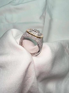 Iced Out Pavé <b>Ring</b> 14K Gold Baguette & Round Cut Simulated Diamond <b>Ring</b> <b>Statement</b> Hip Hop Jewelry Bold Designer <b>Ring</b> - Product Image 2