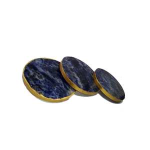 Posavasos de cristal de sodalita de alta calidad en oferta, posavasos redondos de piedra preciosa para bebidas con soporte para café para el hogar - Product Image 2