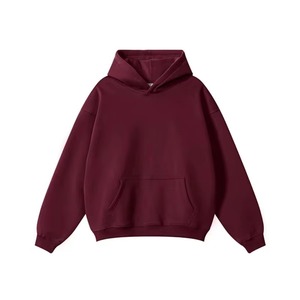 Unisex <b>Burgundy</b> Hot Selling <b>Men</b> Hoodies & Sweatshirts Plus Size Breathable <b>Hoodie</b> Custom Logo Heavyweight Casual Solid Color Man - Product Image 4