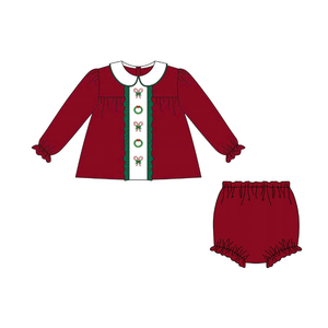 OEM Service Breathable Vintage red color Casual shirts Vietnam Infants & Todlers Baby Girls' Blouse & Bloomer <b>Shorts</b> Set - Product Image 1