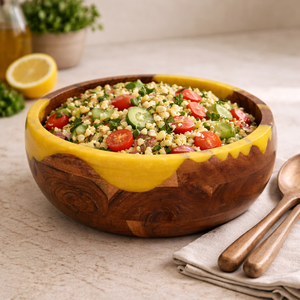 Decorative Acacia Wood with Epoxy Resin Gold Natural Brown Hand-Crafted round Salad <b>Bowl</b> Serveware for Party Festival Home Decor - Product Image 6