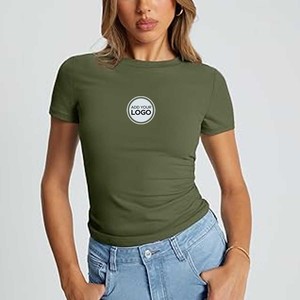 เสื้อยืดคอกลมแขนยาวสำหรับผู้หญิง สกรีนโลโก้ตามสั่ง ตัดเย็บคุณภาพสูง - Product Image 2