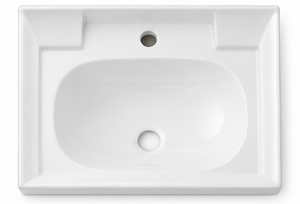 Vasque de salle de bain murale carrée en céramique, moderne, écologique, facile à nettoyer, avec support de robinet monotrou, design minimaliste - Product Image 3