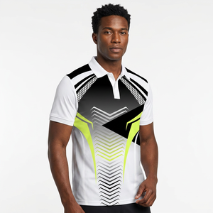 <b>Men's</b> Short Sleeve Polo Shirt Geometric Print Quick Dry Polyester Sporty Regular Fit White Black Green - Product Image 4