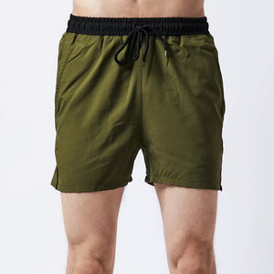 Pantalones Cortos Deportivos de Secado Rápido para Hombre, Color Verde Sólido, con Bolsillos, Cintura Media, Cierre con Cordón, Pantalones Cortos Casuales - Product Image 1