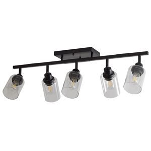 Kit di illuminazione a binario nero a 5 luci, applique da parete per bagno e luci orientabili a soffitto per cucina - Product Image 1