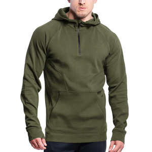 Sudadera con capucha y media cremallera para hombre, de manga larga, informal, para otoño e invierno, venta al por mayor de fábrica - Product Image 3