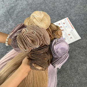 Extensiones de cabello de trama atadas a mano de alta calidad súper doble dibujado 100% paquetes alineados de cutícula Remy Compras ahora - Product Image 2