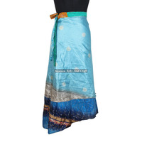 Jupes Vintage en Soie Magique 38 Pouces, Sarong Paréo, Jupe Longue Maxi, 2 Couches Réversibles, Saris en Soie Magique, Jupe Longue Enveloppante, Enveloppement Magique