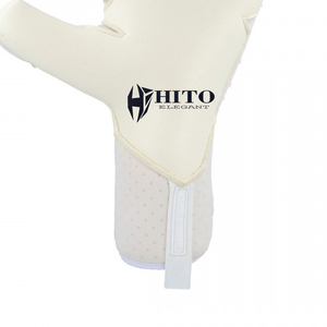 High Quality White Soccer Goalkeeper <b>Gloves</b> 4mm Negative Cut with Rubber Inject and Elastic Strap - Product Image 5