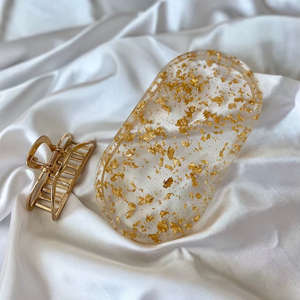 Mini Resin Jewelry <b>Tray</b> with Gold Flakes Handmade Trinket Dish Elegant Ring Holder <b>Vanity</b> Organizer - Product Image 1