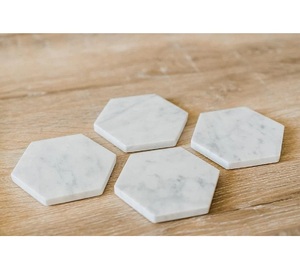 Natural Stone Marble <b>Coasters</b> with Cork Backing Non-Slip <b>Drink</b> <b>Coasters</b> - Product Image 1