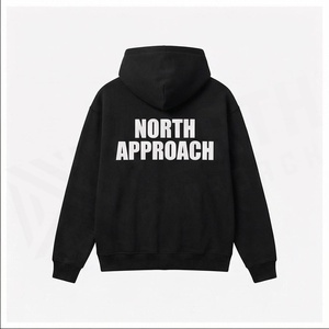 North Approach Hoodie <b>Men</b> Oversized Cotton French Terry Casual Hooded Sweatshirt Front Pocket White Print Autumn Wear - Product Image 2