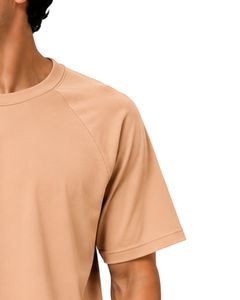 T-shirt beige pour homme, manches raglan, col rond, uni, décontracté, streetwear, logo personnalisé, coupe ample, mode, doux, premium, été - Product Image 4