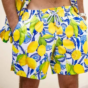 Ensemble chemise de plage et short de bain pour homme, style safari, écologique, solide, micro-extensible, séchage rapide, été, 100% polyester, OEM - Product Image 6